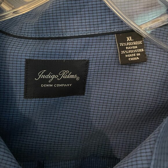 Indigo Palm Men's Blue Checkered Shirt - Picture 3 of 6